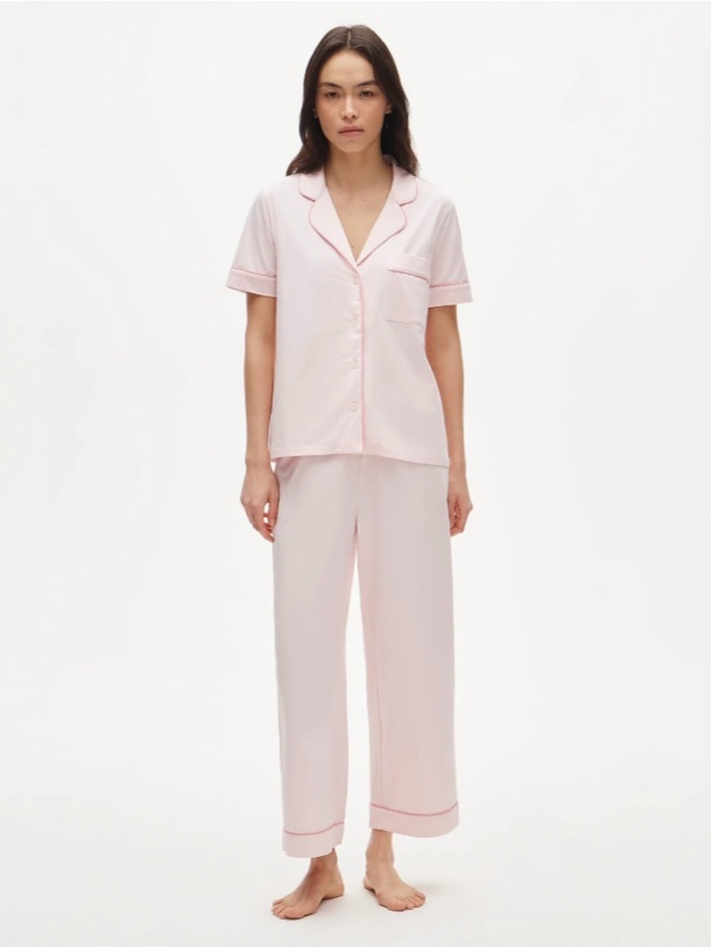 NWT J. Crew Dreamy Cotton-blend Short-sleeve Pajama Pant Set White Rose Pink